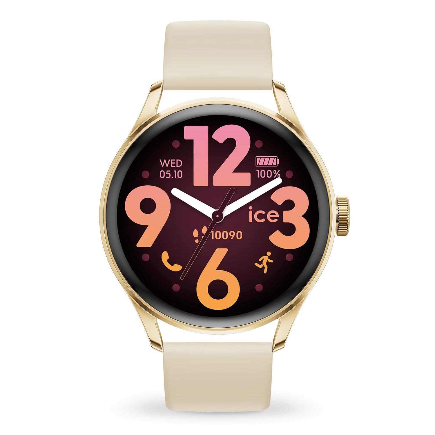 ICE-WATCH Ice Smart 3.0-1.2 Gold Beige AMOLED GPS Montre connectée Ronde Femme Silicone 1.20 Pouces