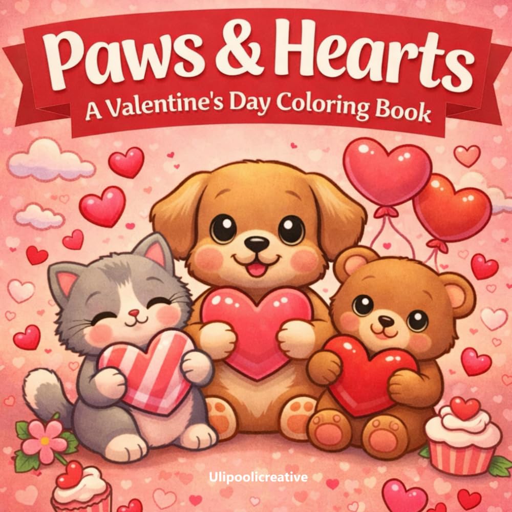 Paws & Hearts: A Valentine’s Day Coloring Book