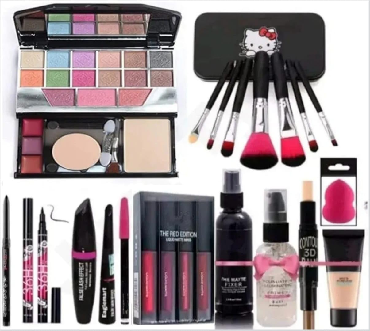 JustTya | Makeup Kit | 19-Piece Set with Brushes, Lipstick, Fixer, Primer, Contour, Foundation, Eye Combo, Eyeliner, Kajal & Blender-image-8