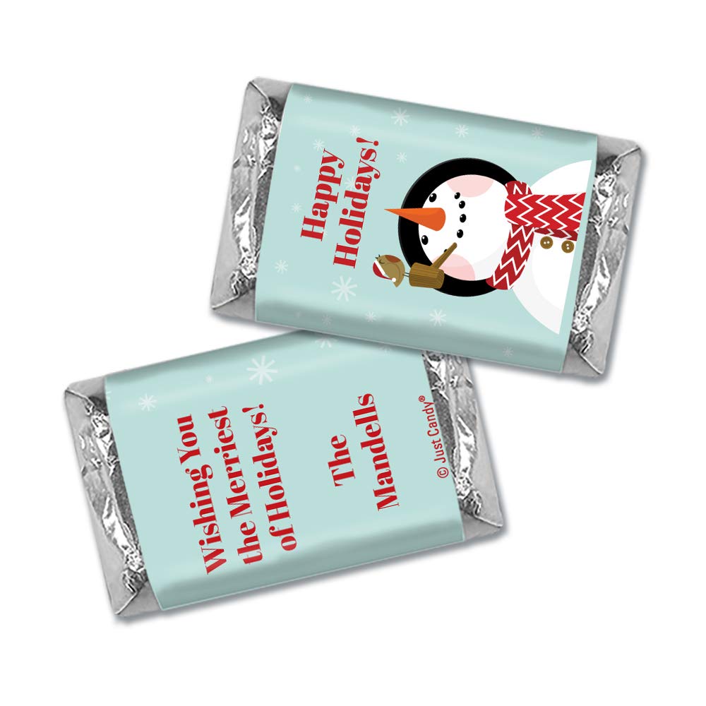 Christmas Candy 75ct Personalized Holiday Snowman Miniatures Chocolate (75 Count) Assortment of Krackel, Mr. Goodbar, Milk & Dark Chocolate