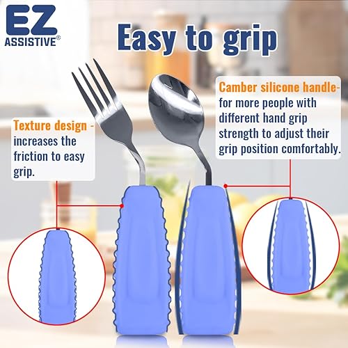 Miniatura 2 de Utensilios adaptativos, utensilios de peso para pacientes con temblores y Parkinson, juego de utensilios de cuchara y tenedor para ancianos (mano