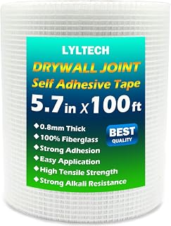 LYLTECH Heavy-Duty Self-Adhesive Fiberglass Mesh Drywall Joint Tape, 5.7in x 100ft, 13 Mesh - Crack Seam Repair Patch