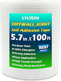 Drywall Joint Tape- 5.7in X 100 ft,13 MESH,100% Fiberglass,Heavy-Duty Self-Adhesive Wall Crack and Seam Patch
