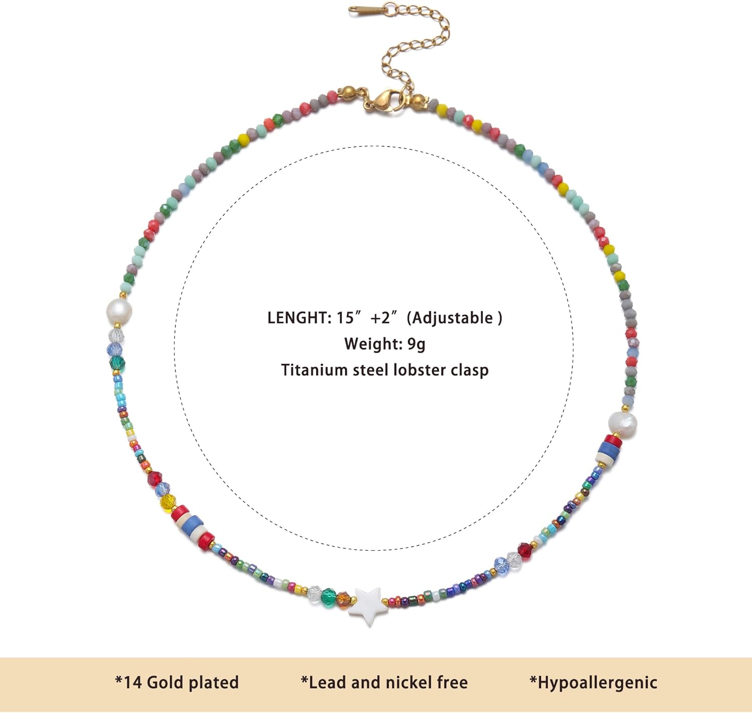 Turquoise Choker Necklace for Women, Western Crystal Bead & Pearl Necklace with Adjustable Chain Natural Stone Energy Jewelry, Boho Beaded Choker for Gifts - Image 4