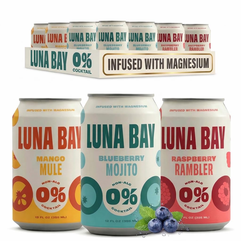 - Zero Percent Tea Mocktail - Sparkling Tea Non-Alcoholic Beverage, Non-GMO, Vegan and Gluten Free - Variety Pack - Mango Mule, Blueberry Mint Mojito, Raspberry Rambler (12 Pack, 12 fl oz Cans)