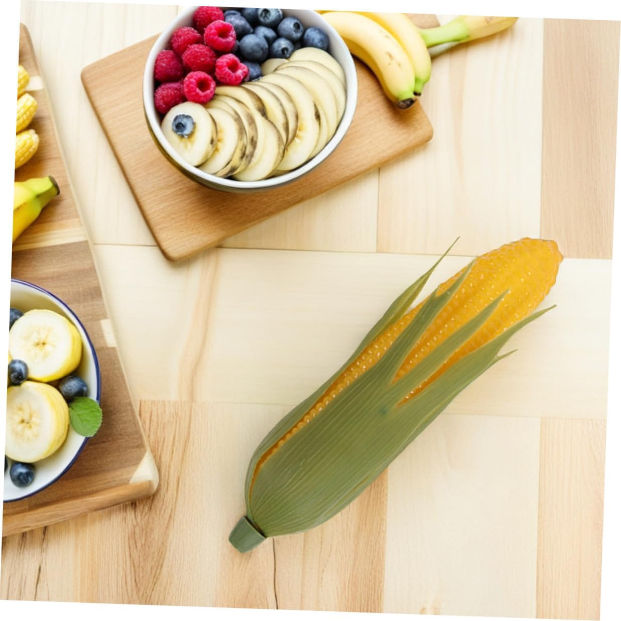 8pcs Realistic Fake Corn Prop Simulation Vegetable Ornament for Kitchen Photography Home Décor Artificial Corn Model with Green Husk
