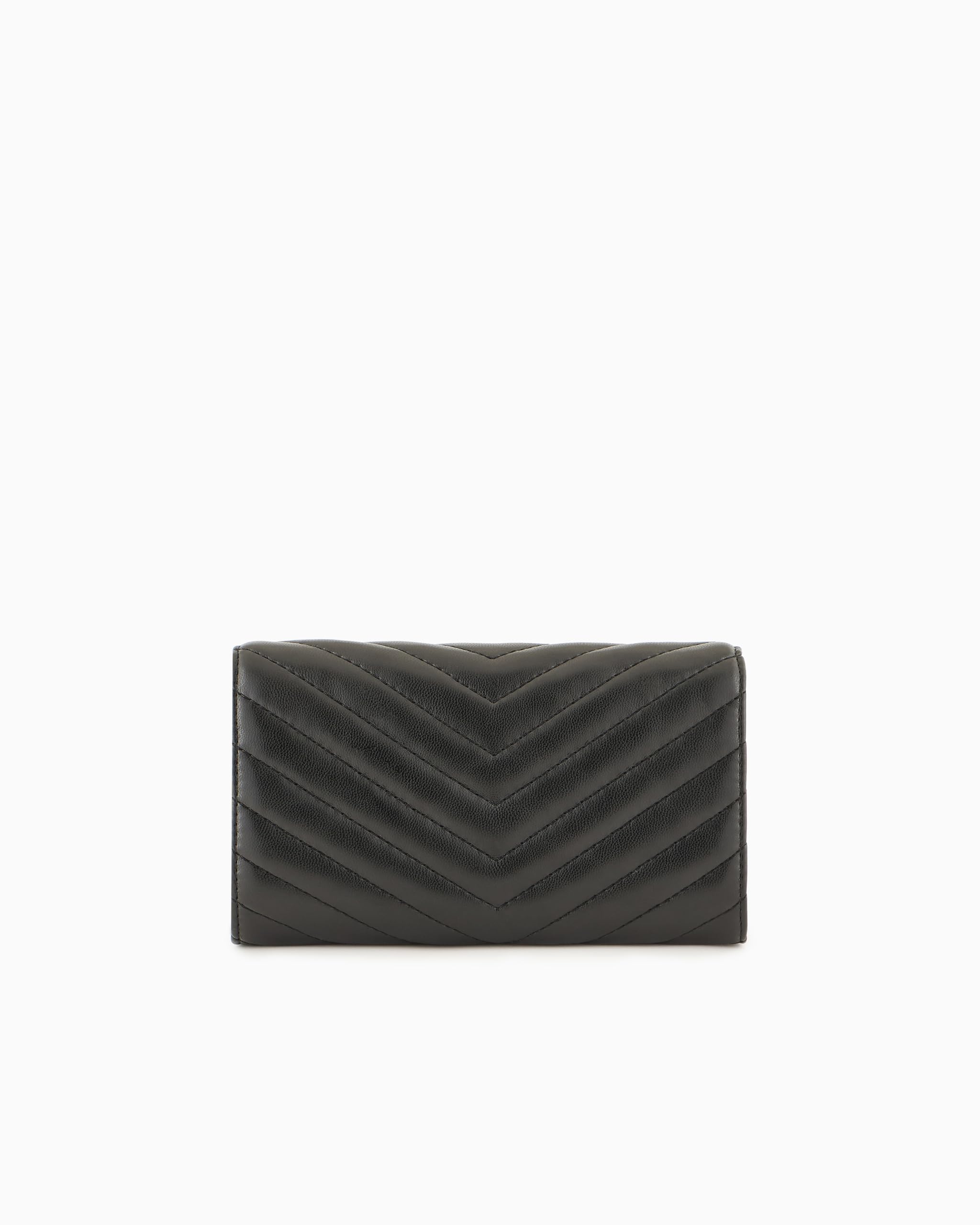 Armani Exchange Women's, EmbossedAllOverLogo Wallet on Chain, Black, czarny, jeden rozmiar