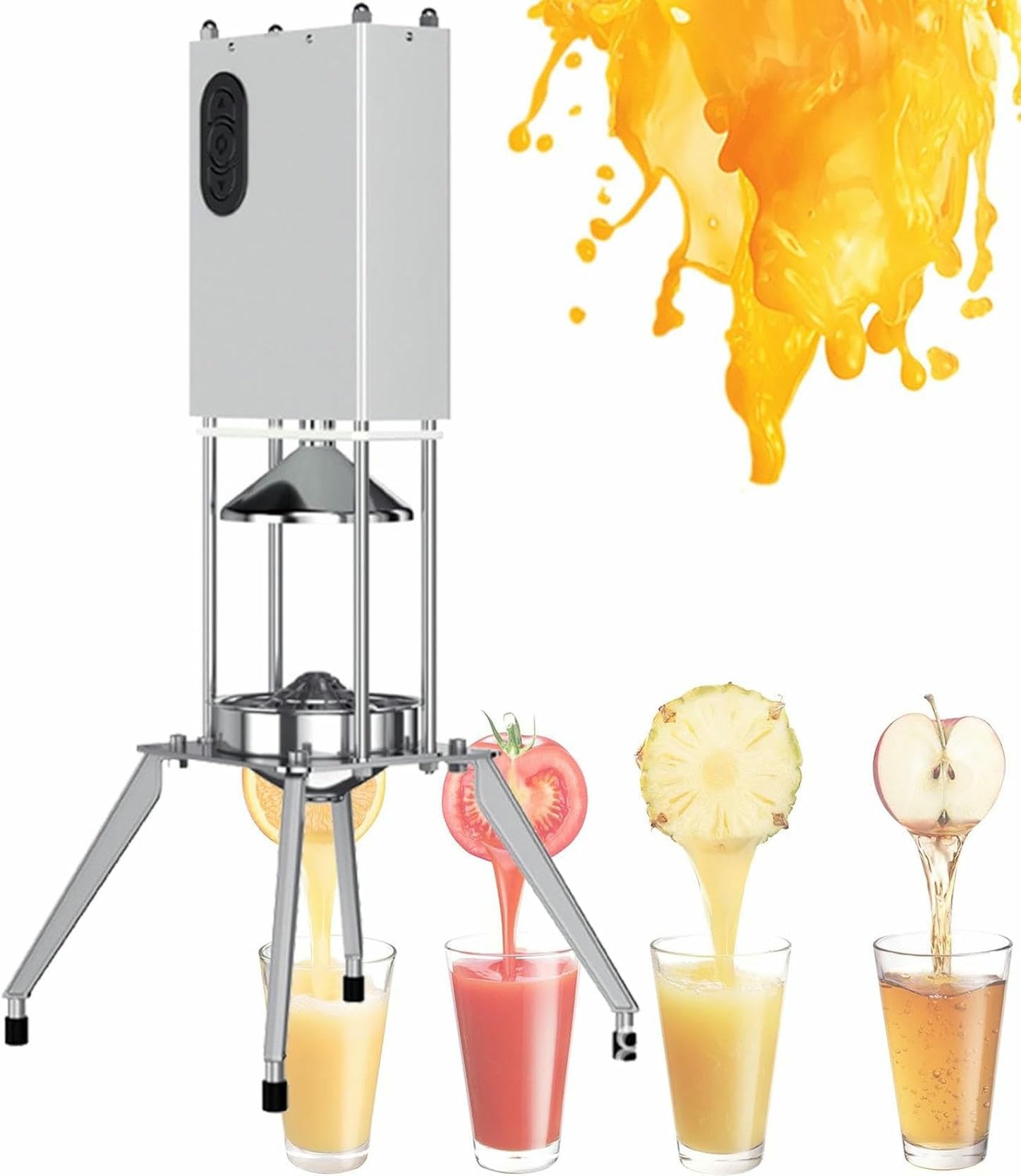 Exprimidor de Naranjas de Grado Comercial, exprimidor de cítricos eléctrico de Acero Inoxidable para Uso doméstico y Comercial, para jugos de Naranja, limón, Lima y Pomelo.