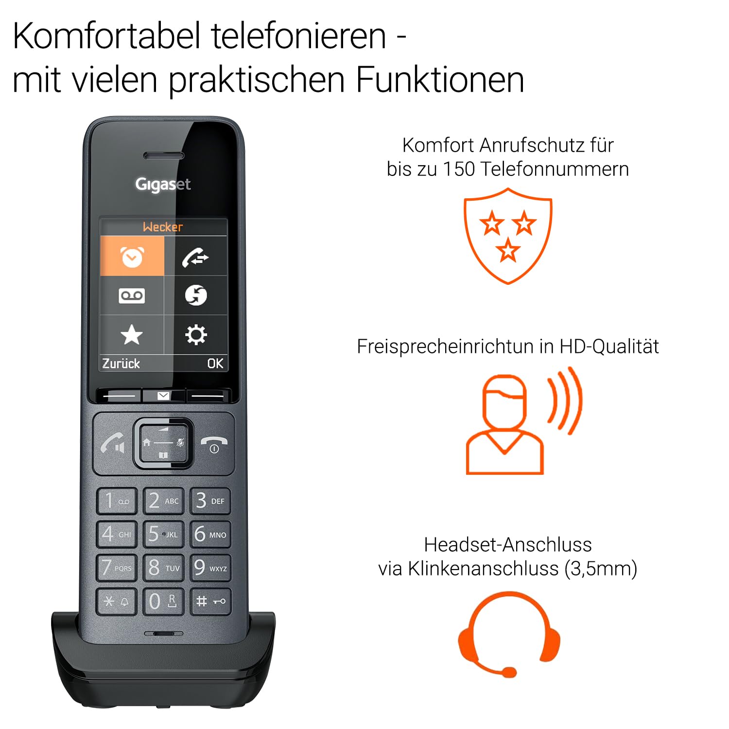 Gigaset Comfort 520HX Duo Schnurloses Telefon DECT-Mobilteile Fritzbox-kompatibel titan-schwarz