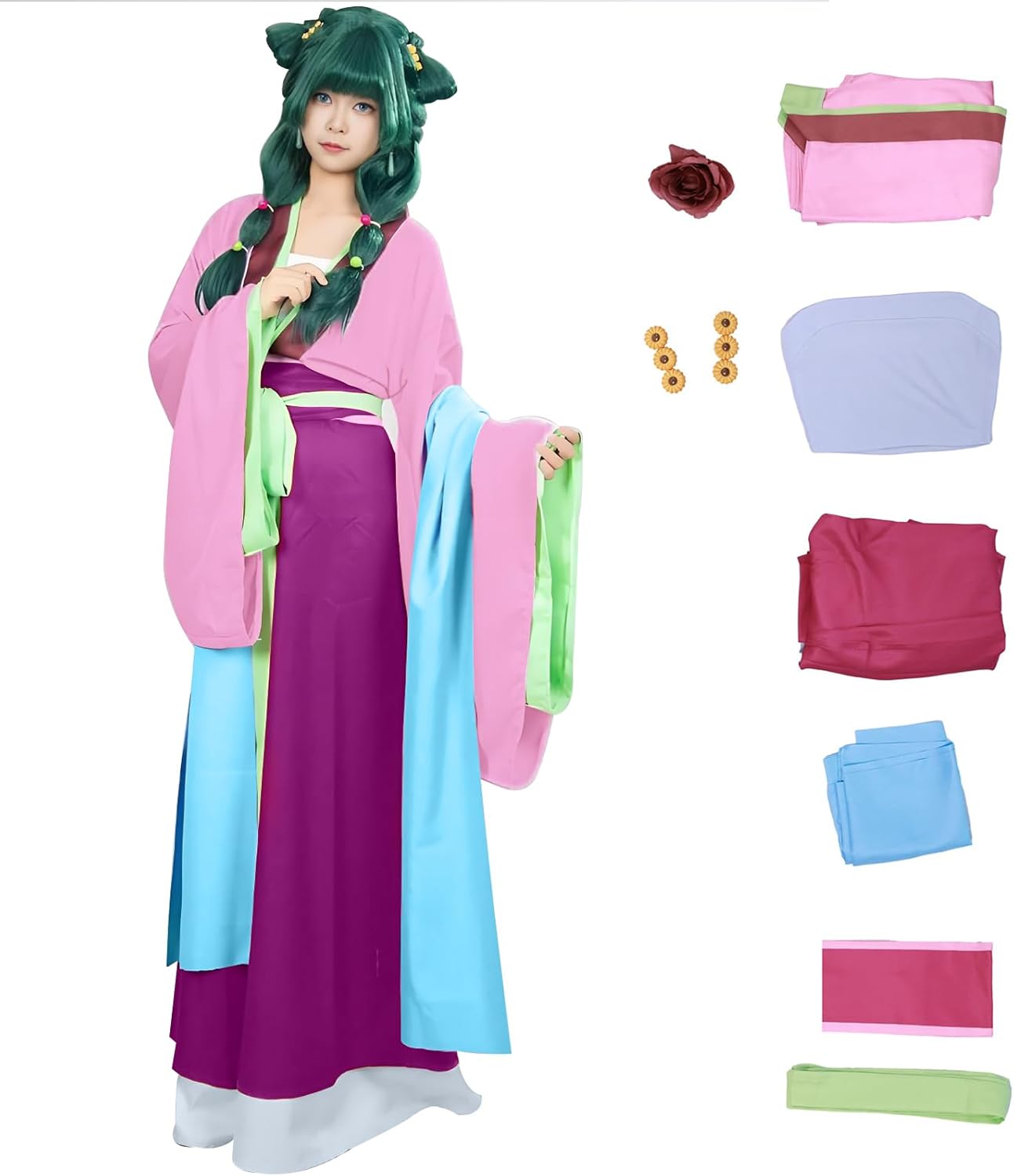 Tokisaki Maomao Cosplay Apothecary Diaries Costume Mao Mao Hanfu Dress Women Ruqun Set Halloween Uniform Outfit Pink XX-Large