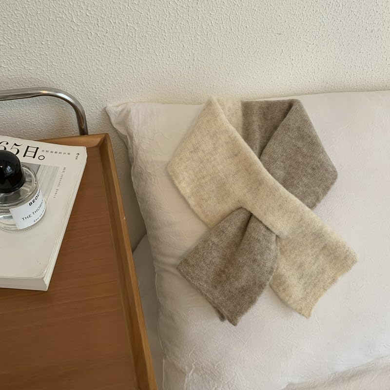 Knit Triangle Scarf Pull Through Scarf for Women Short Keyhole Scarf Y2k Old Money Aesthetic Accessories2