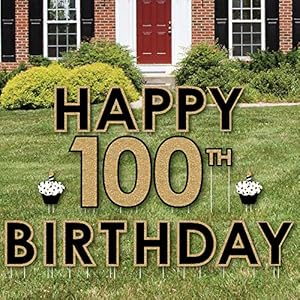 Big Dot of Happiness Gartenschild zum 100. Geburtstag für Erwachsene, goldfarben, für den Außenbereich