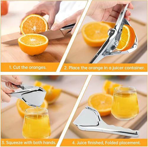 Miniatura 7 de Exprimidor de limón de acero inoxidable, exprimidor manual de limón, exprimidor de cítricos de mano, extractor de jugo para cítricos, lima y naranja