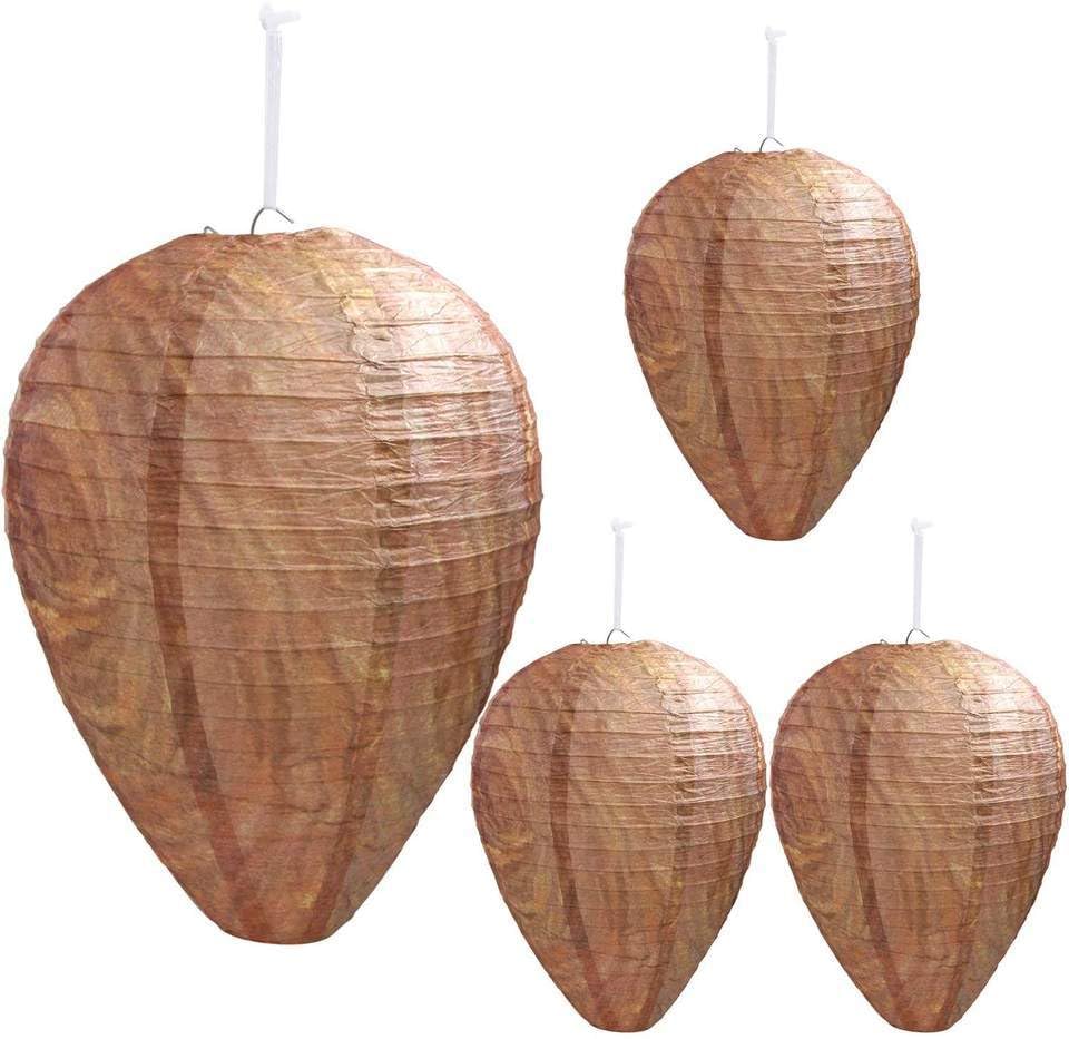 SCHOLMARTWasp Nest Decoy Hanging Fabric Wasp Repellent Deterrent Fake Nest Decoys Carpenter Bee Decoy for Wasps Hornets Brown Jackets Outdoor (Fabric)