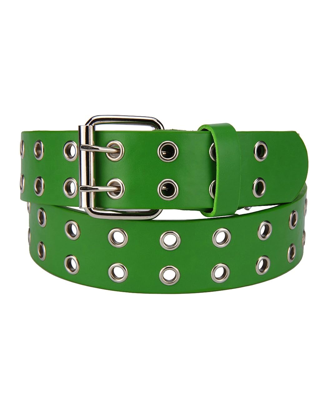 Small Green Nyfashion101 Solid Rich Fashion Color Double Grommet Belt