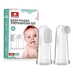 dearlomum Baby Finger Toothbrush for Training Teething, Newborns Toddler Silicone Toothbrush,Baby Oral Cleaner Massager,2PCS