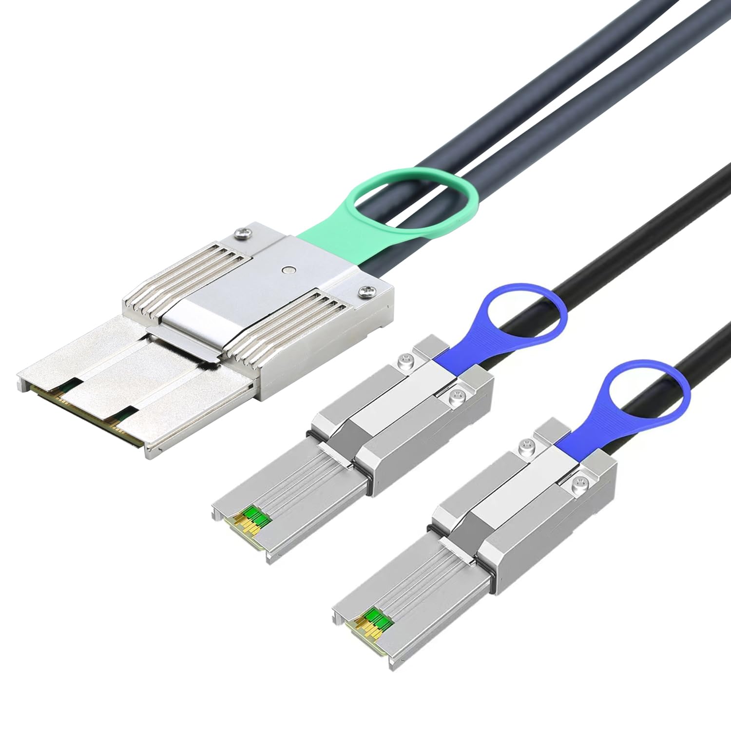 Câble d'assemblages actifs en alliage de zinc Dual Express iPass Mini SAS HD SFF-8088 8 x 68P haute vitesse I/O mâle vers 2 x SFF-8088 26P mâles