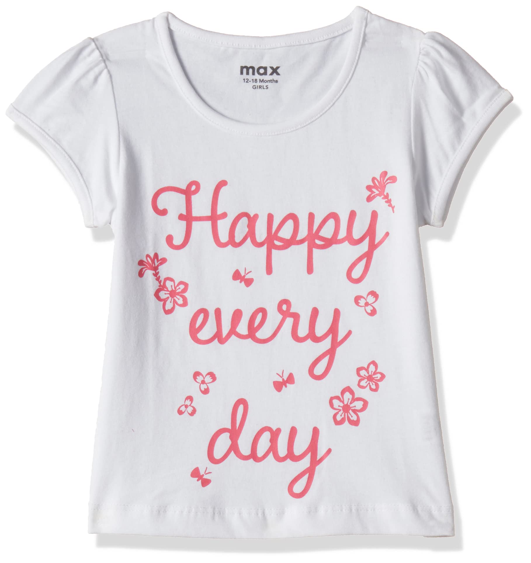 Max Girls Regular Fit Pure Cotton Typographic Printed T-Shirt