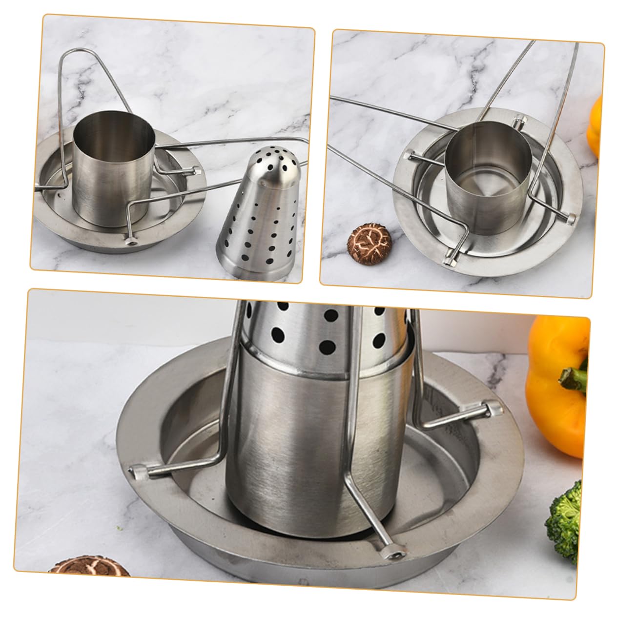 BESPORTBLE Supporto per Pollo in Acciaio Inox, Griglia Leggera e Compatta per Barbecue all’Aperto, Resistente e Facile da Pulire