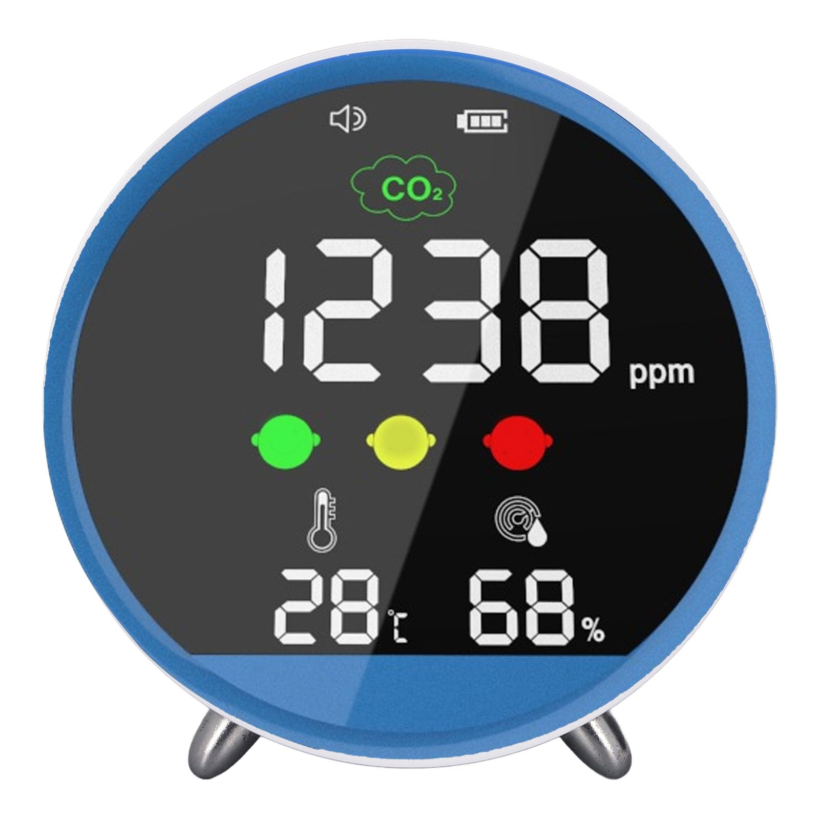 Detector de CO2 de Escritorio, Probador de CO2 Interior de Alta Precisión con Pantalla de Humedad y Temperatura, Portátil para el Hogar, la Oficina y el Aula