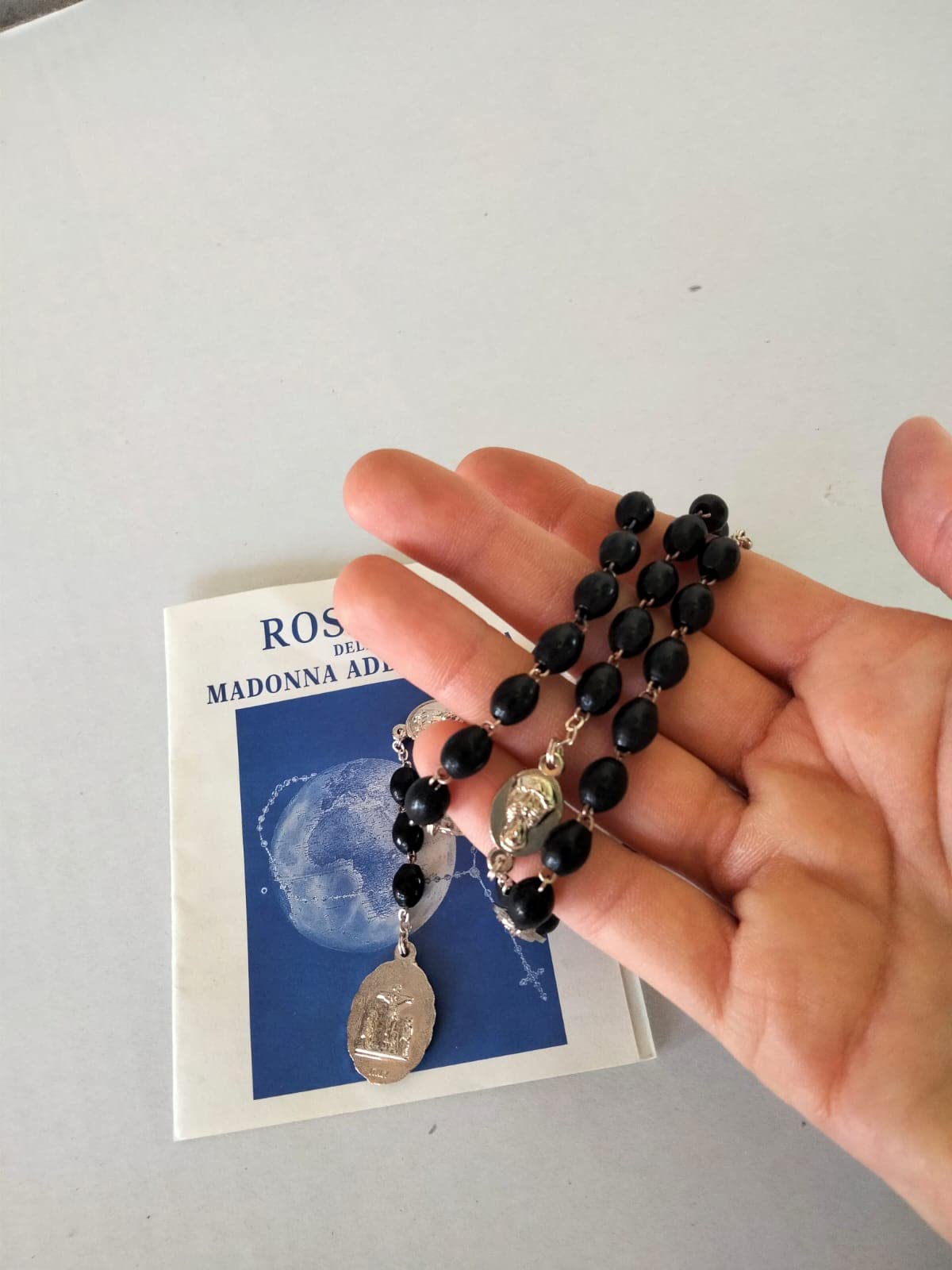 Rosario Madonna Addolorata in Legno con Libretto grani ovali 6x8 mm Rosario dei 7 dolori di Maria