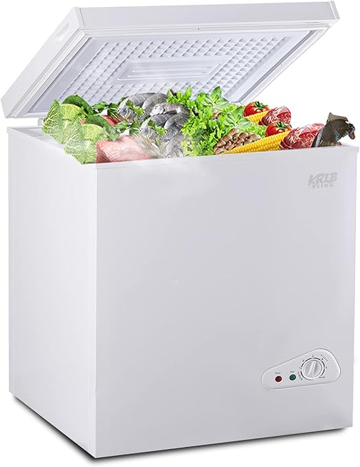 Chest Freezer 7.0 Cu.Ft Mini 7 Gears Temperature Control Compact Deep Freezer with Top Open Door and Removable Storage Basket White
