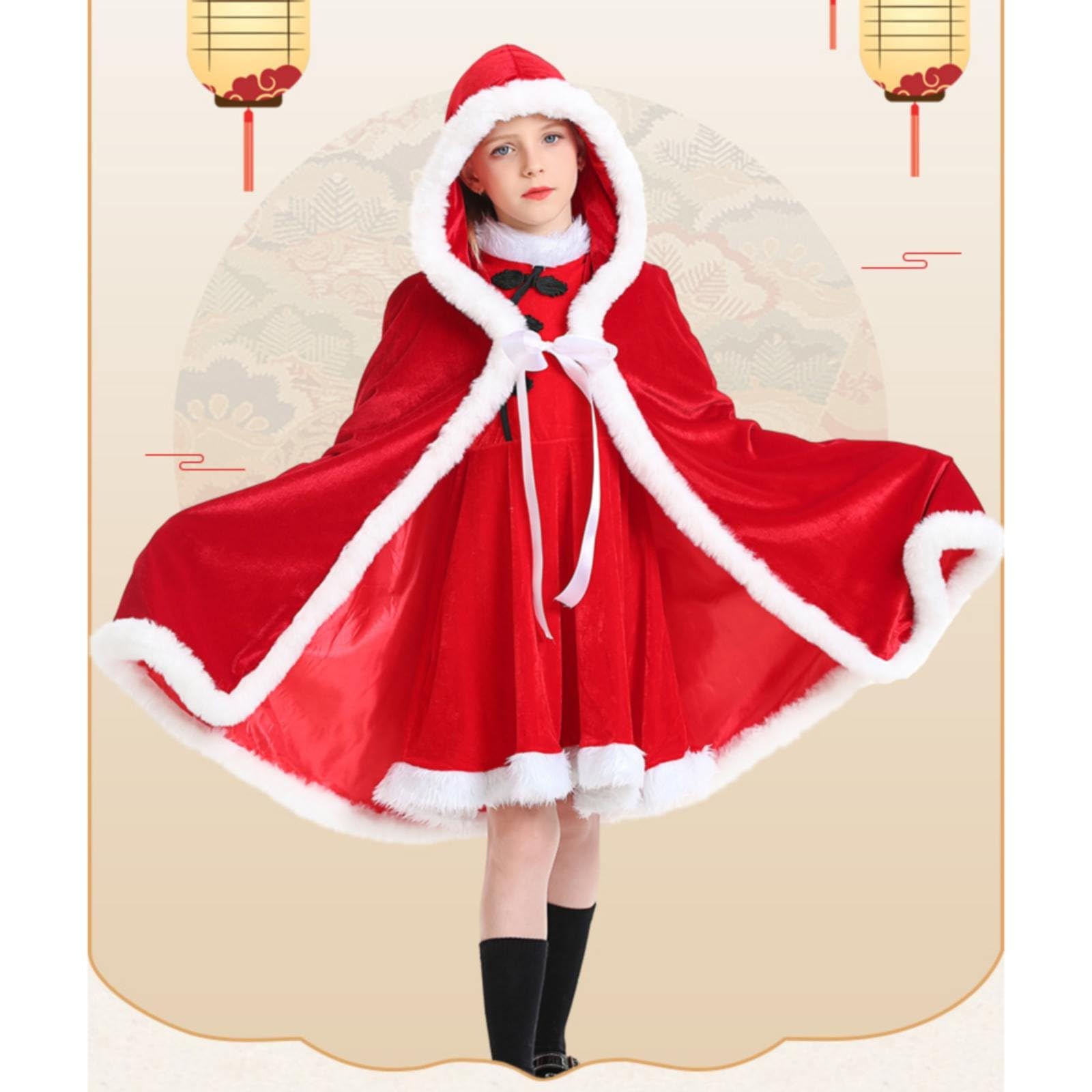OBiQuzz Bambini Ragazze Di Natale Rosso Festivo Vestito Da Principessa Vestito Con Cappuccio Sciarpa Da Festa Di Nozze Vestiti Per Bambini Set Vestiti Ragazze