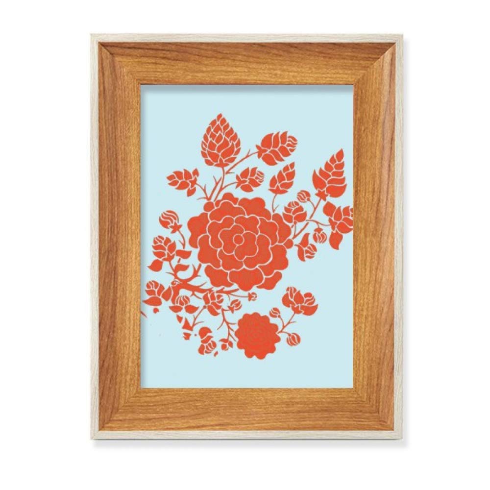 Cadre de photo en bois Fleur Rouge élégant pour décoration de bureau