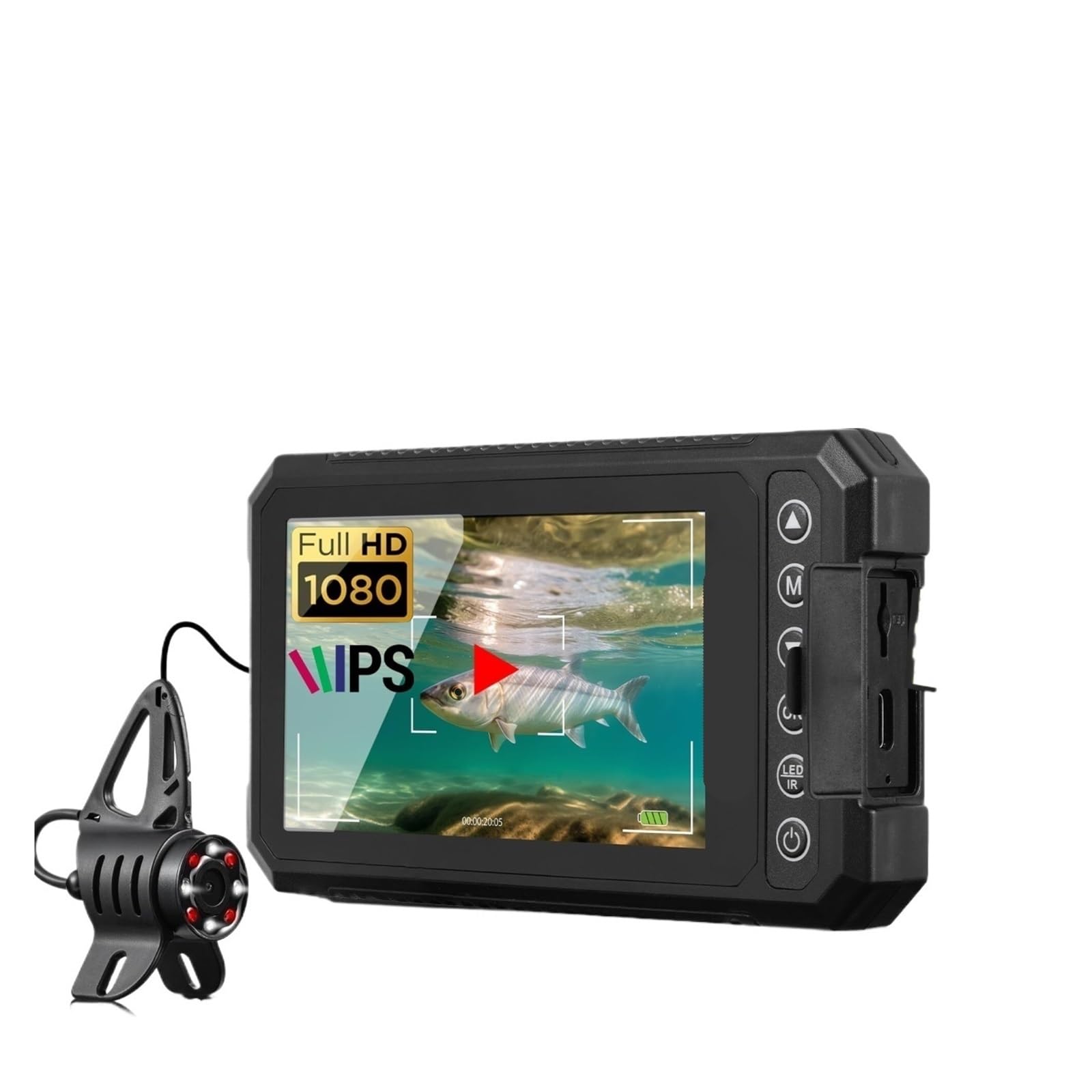 KKKMart HD1080P Underwater Fishing Camera-DVR 32GB-4.5'' Ice Fishing Camera Gifts for Men,5000mAh,IR&LED for Dark,USB-C Fishing Finder(25m with DVR)
