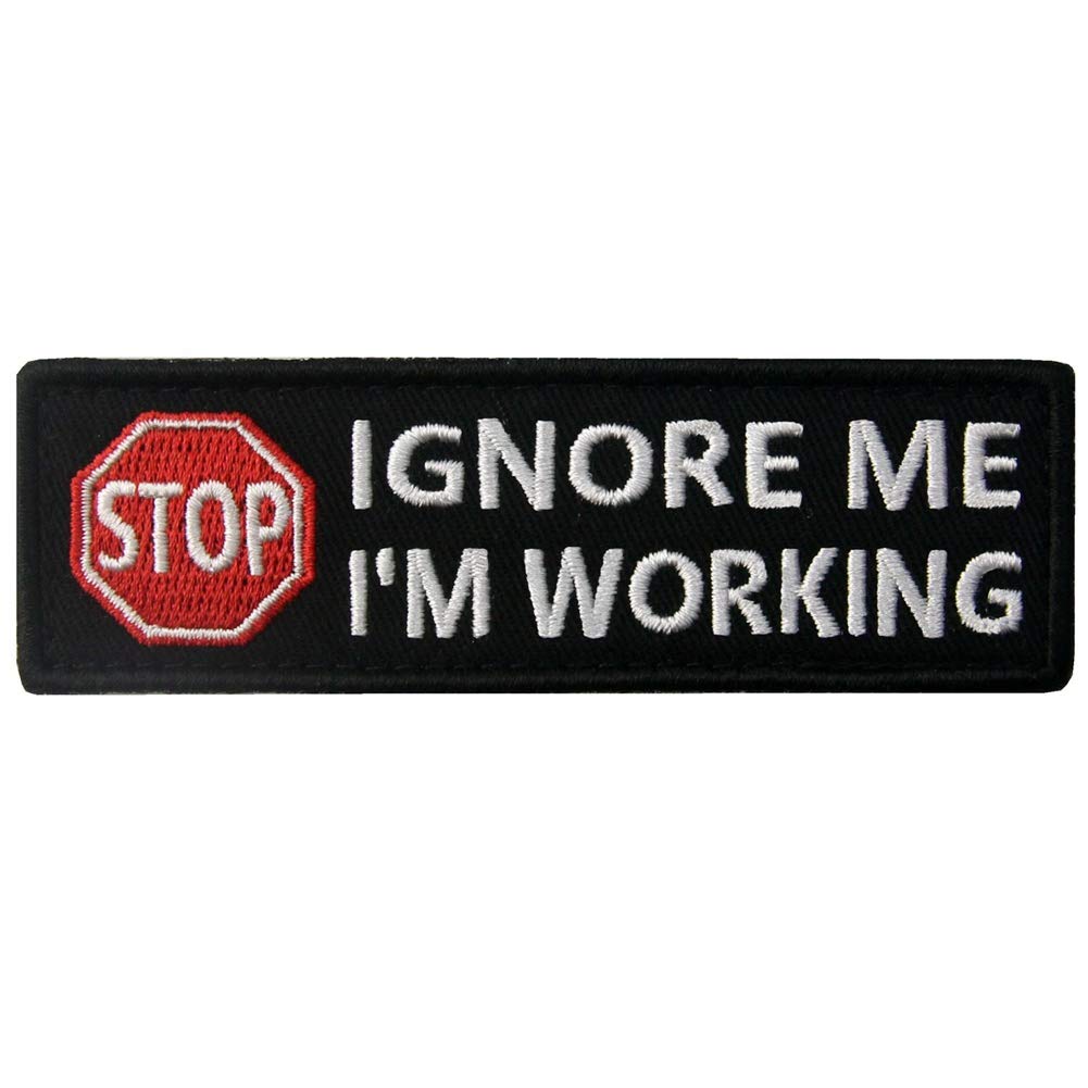 Embtao Ignore Me Service Dog I'm Working Warning Vests/Harnesses Patch Embroidered Badge Fastener Hook & Loop Emblem