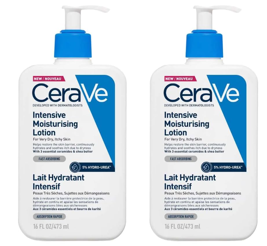 CeraVe Intensive Moisturising Lotion Duo Pack With Hyaluronic Acid & 3 Essential Ceramides Fast-Absorbing Daily Hydration for Dry & Sensitive Face and Body 473ml x 2