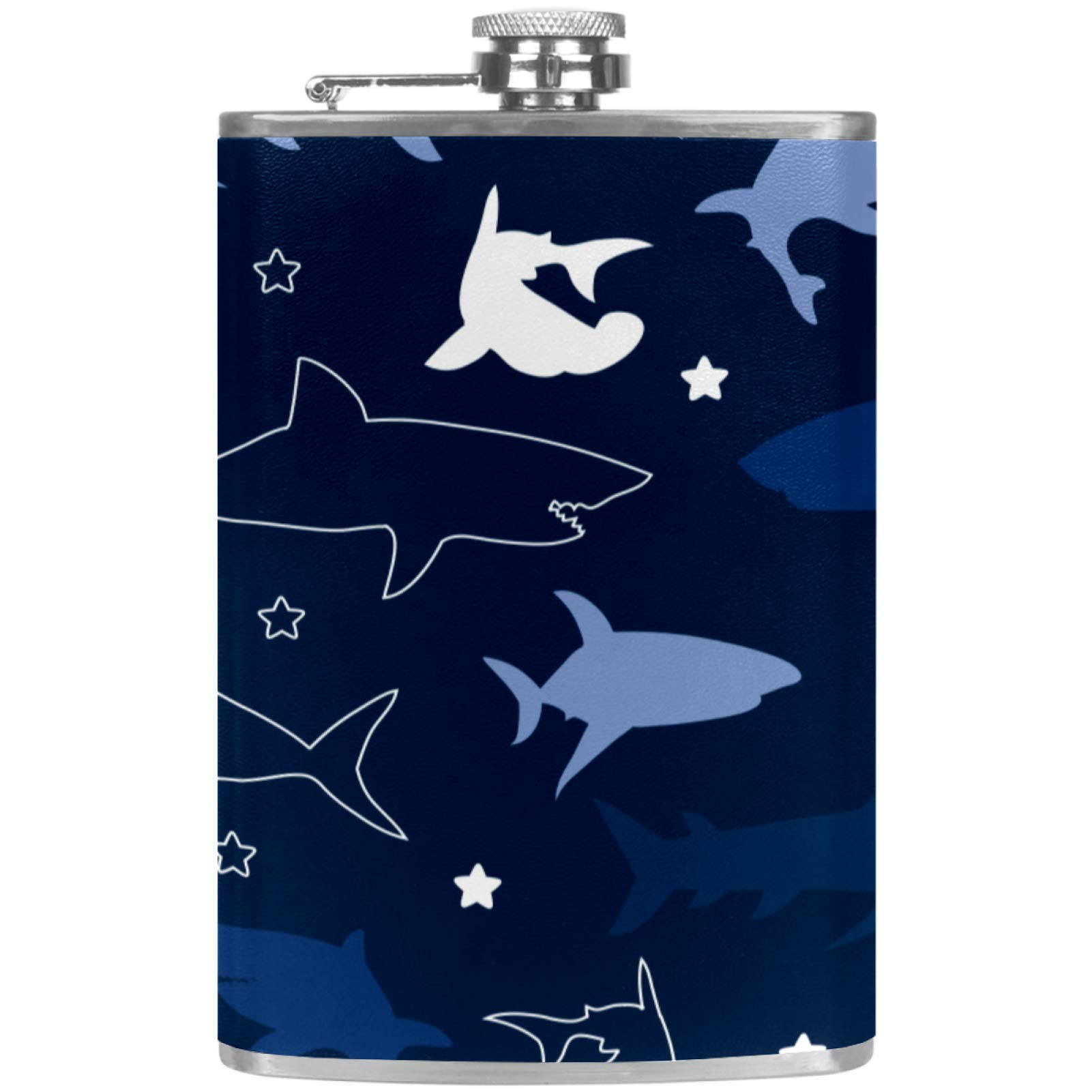 Flasque à whisky de poche en cuir bleu marine pour buveurs et bar