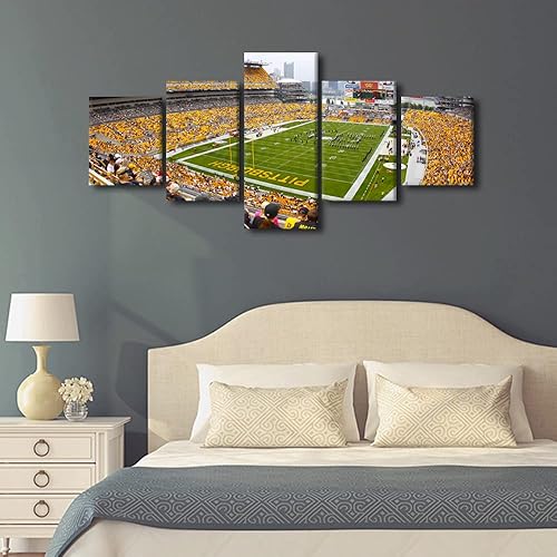 Vista 28 de Cuadros de estadios deportivos de fútbol americano de Minnesota, cuadros de vikingos, 5 paneles, lienzo para pared, arte de pared del estadio