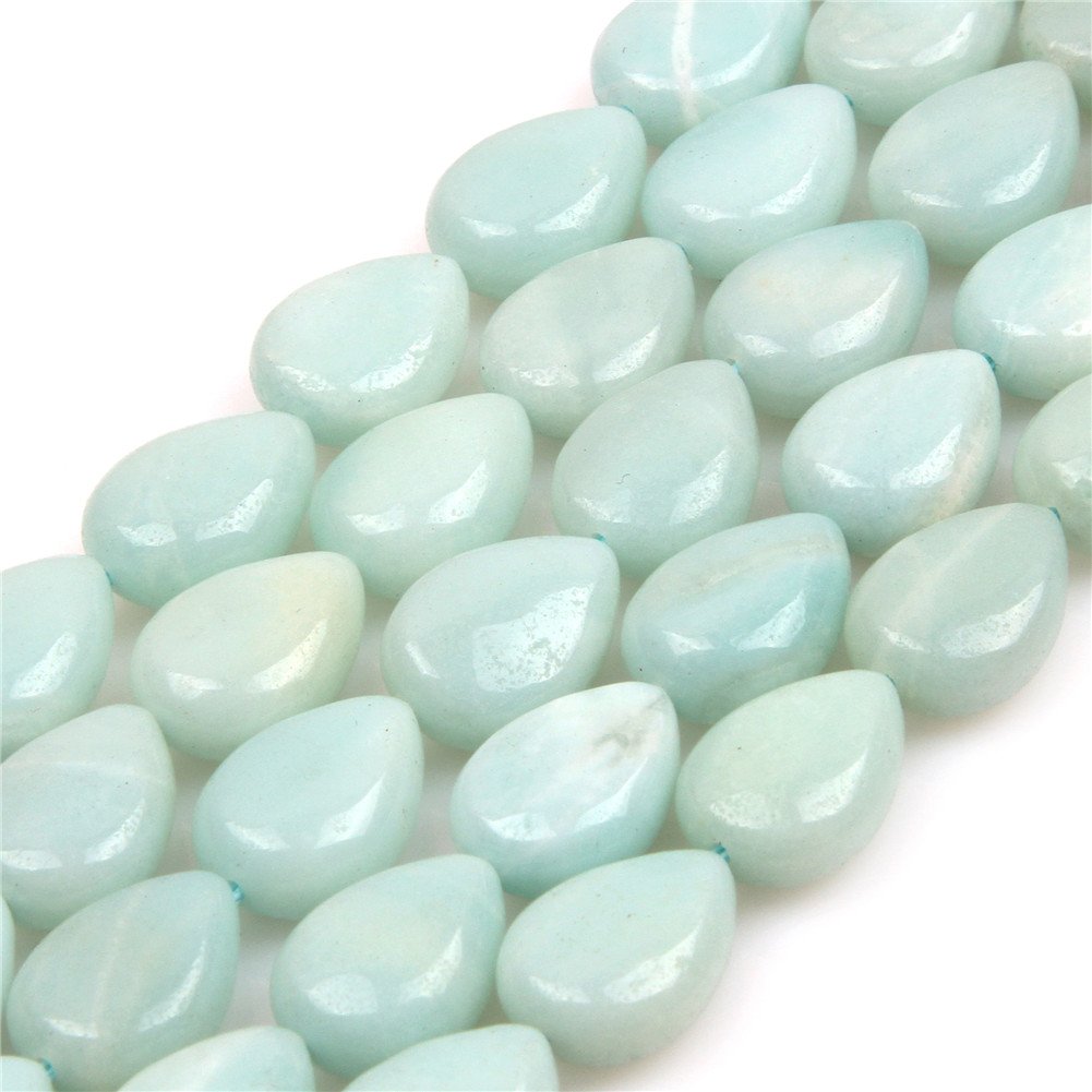 GEM-INSIDE CREATE YOUR OWN FASHION Sweet & Happy Girl's Store 10x14mm Drop Amazonite Gemstone Beads Strand 15 Inch Jewellery Making Beads