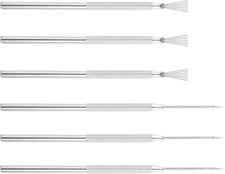 6Pcs Clay Pottery Sculpture Needle, Clay Pottery Sculpture Feather Wire Texture + Needle Detail Tools, Clay Needle Tool, Pottery Sculpture Needle Tool for Carving Scraping