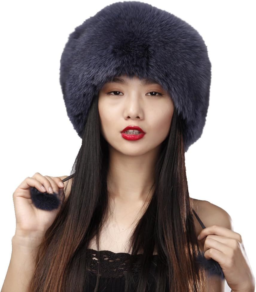 URSFUR Women's Fox Siberian Mongolian Ushanka Trapper Hats