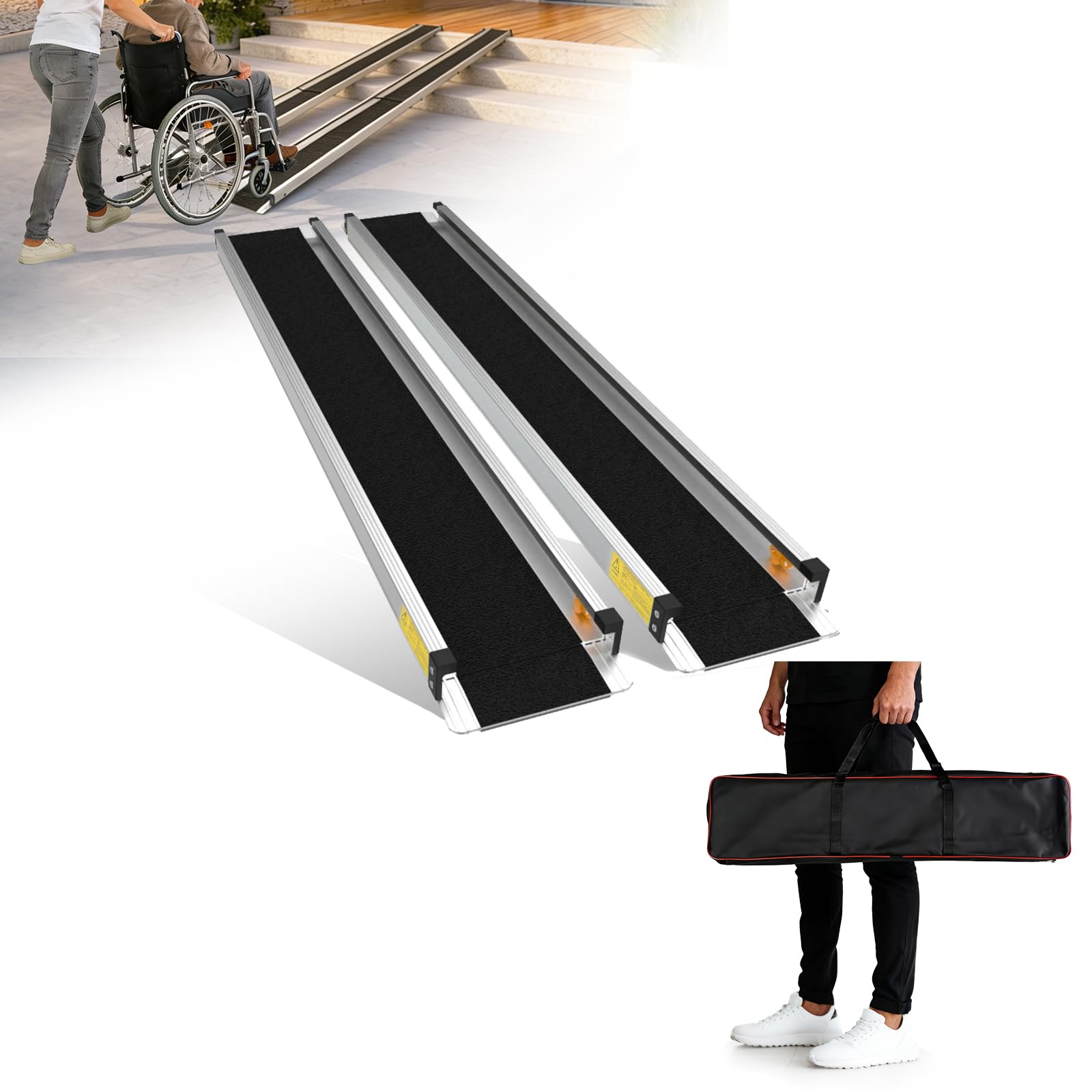 Photo 1 of venveal 7FT Telescoping Portable Wheelchair Ramp,600LB Aluminum 2 Pack