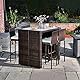 Teamson Home 5-teilige Rattan-Gartenmöbel für den Außenbereich, Stehtisch, Esszimmertisch & Stuhl-Set für Wintergarten mit Holzplatte
