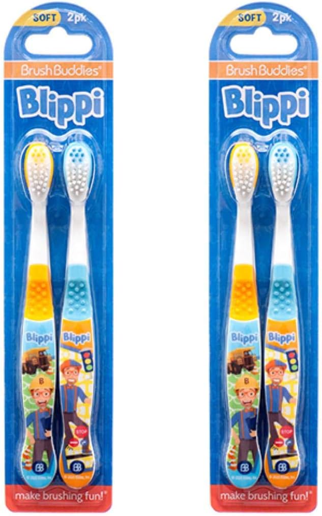 Brush BuddiesTravel Toothbrush Toothpaste Kit for Children, boy, Girls - 2pack (Blippi - Pack of 2)