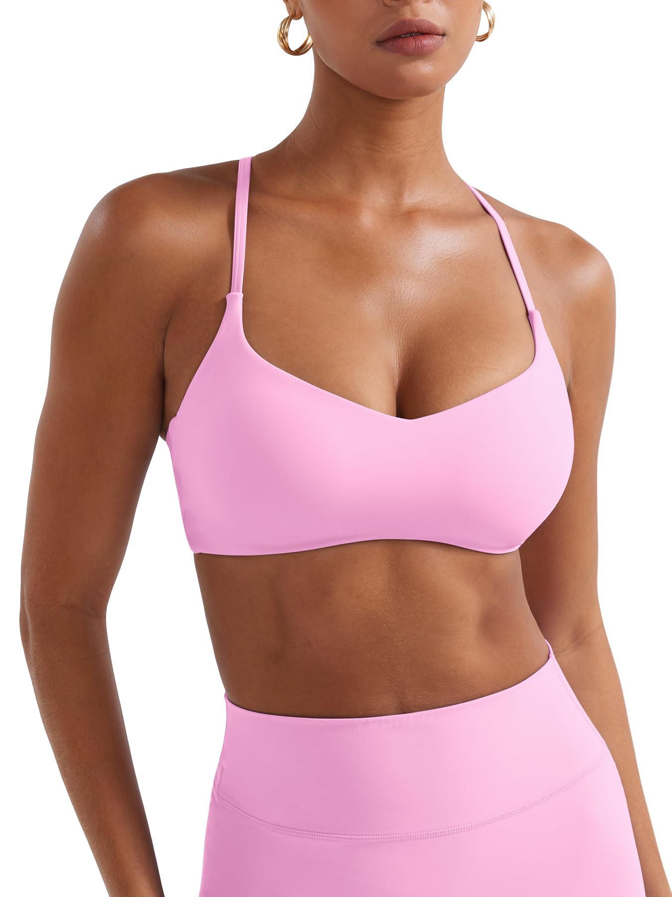 YEOREO Y Back Sports Bras for Women Padded Racerback Bra Paisely Light Impact Adjustable Straps Gym Workout Tops