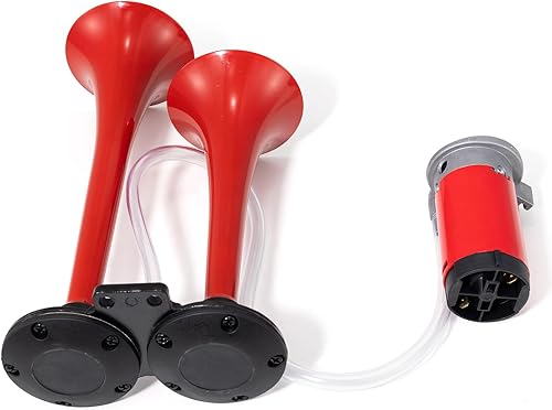 Miniatura 7 de FARBIN Bocina de tren para coche, bocina de aire súper ruidosa, 12 V, 150 db, kit de bocinas de camión de trompeta dual con compresor y botón para