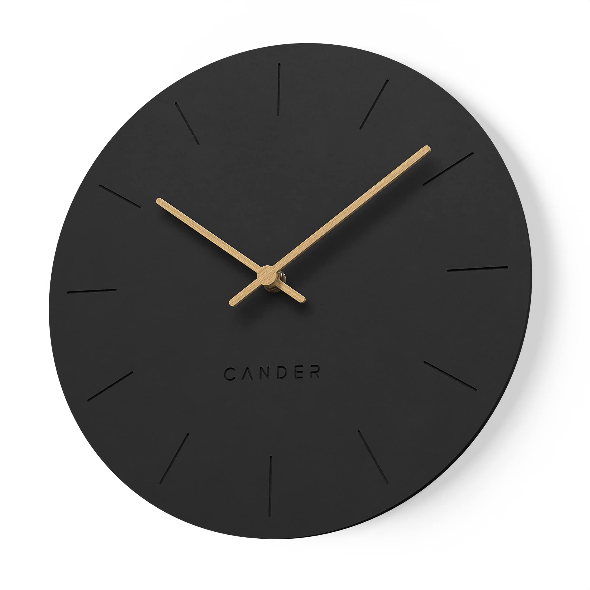 Cander Berlin MNU 2630 S - Reloj de Pared (30 cm, Tablero DM silencioso, sin Ruido), Color Negro
