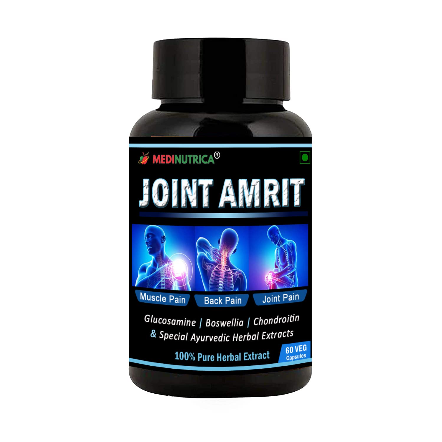 Joint Amrit - 100% Pure Herbal Extract Veg Capsule for Joint Pain, Back Pain, Knee Pain, Arthritis & Muscle Pain - 60 Veg Capsules pack of 1