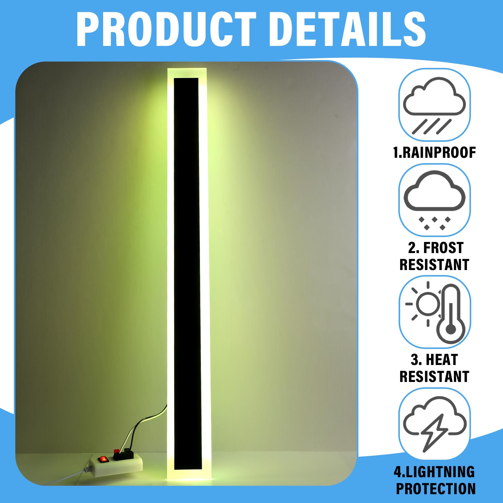 VIHOSE 2 Pcs 32 Inch RGB Long Outdoor Wall LED Lights 32 W Acrylic Exterior Light 110 V LED