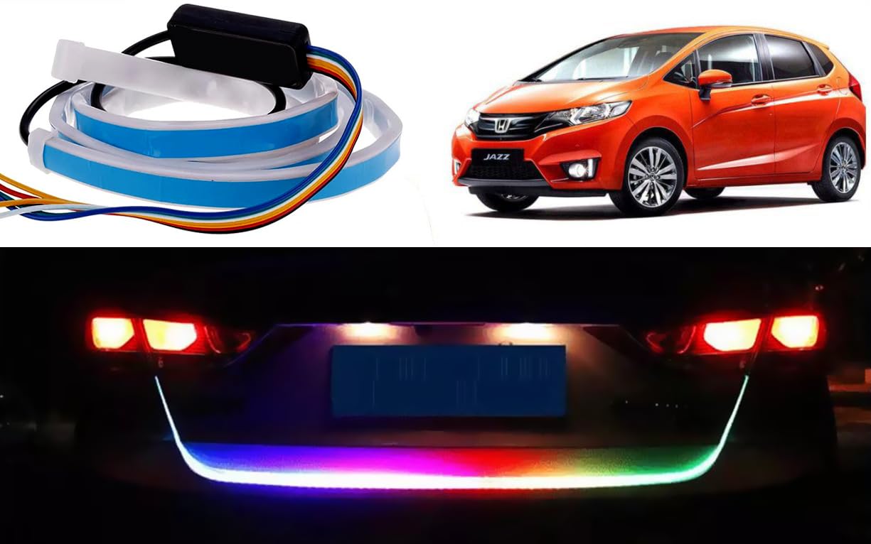 Selifaur 48Inch Ice Blue & Red DRL LED Brake with Side Turn Signal & Parking Indication Trunk | Boot | Dicky Light for Jazz 2015