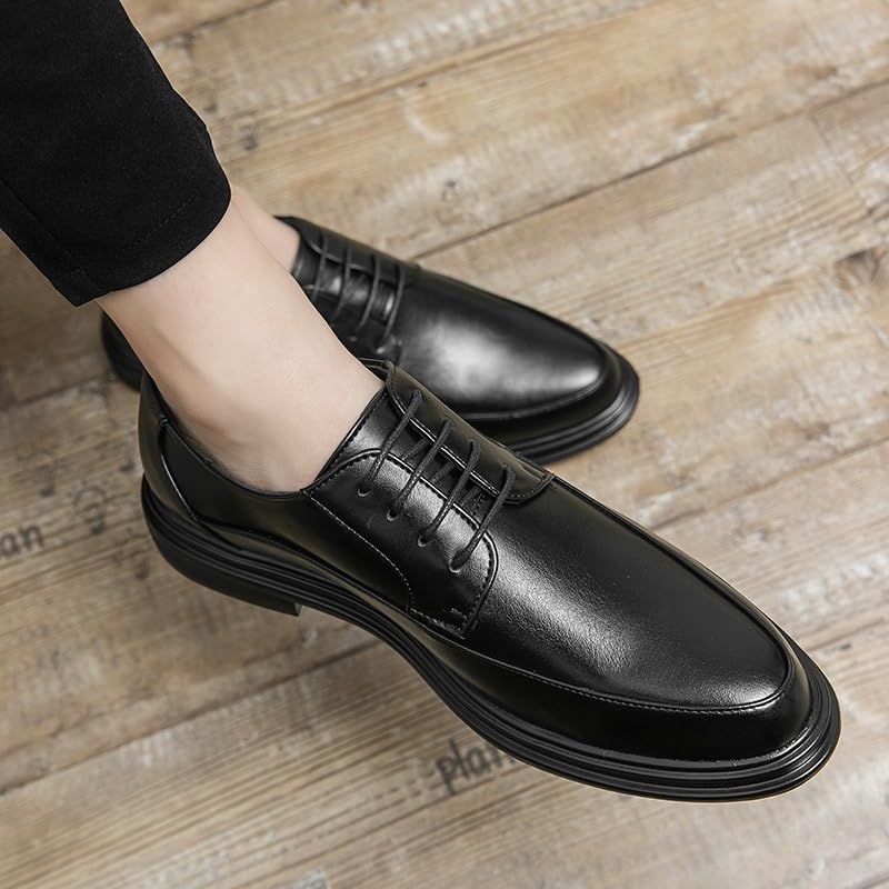 Men's Leather Oxford Dress Shoes Lace Up Pointed Toe Low Top Casual Evening Shoes for Business Wedding Formal and Smart Occasions2