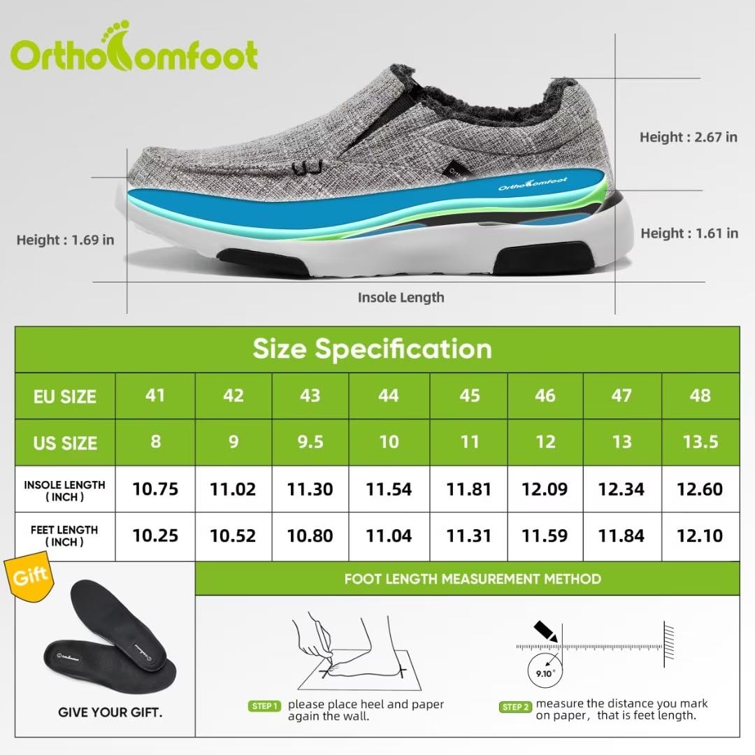 Men's Slip On Loafers, Arch Support Boat Shoes for Plantar