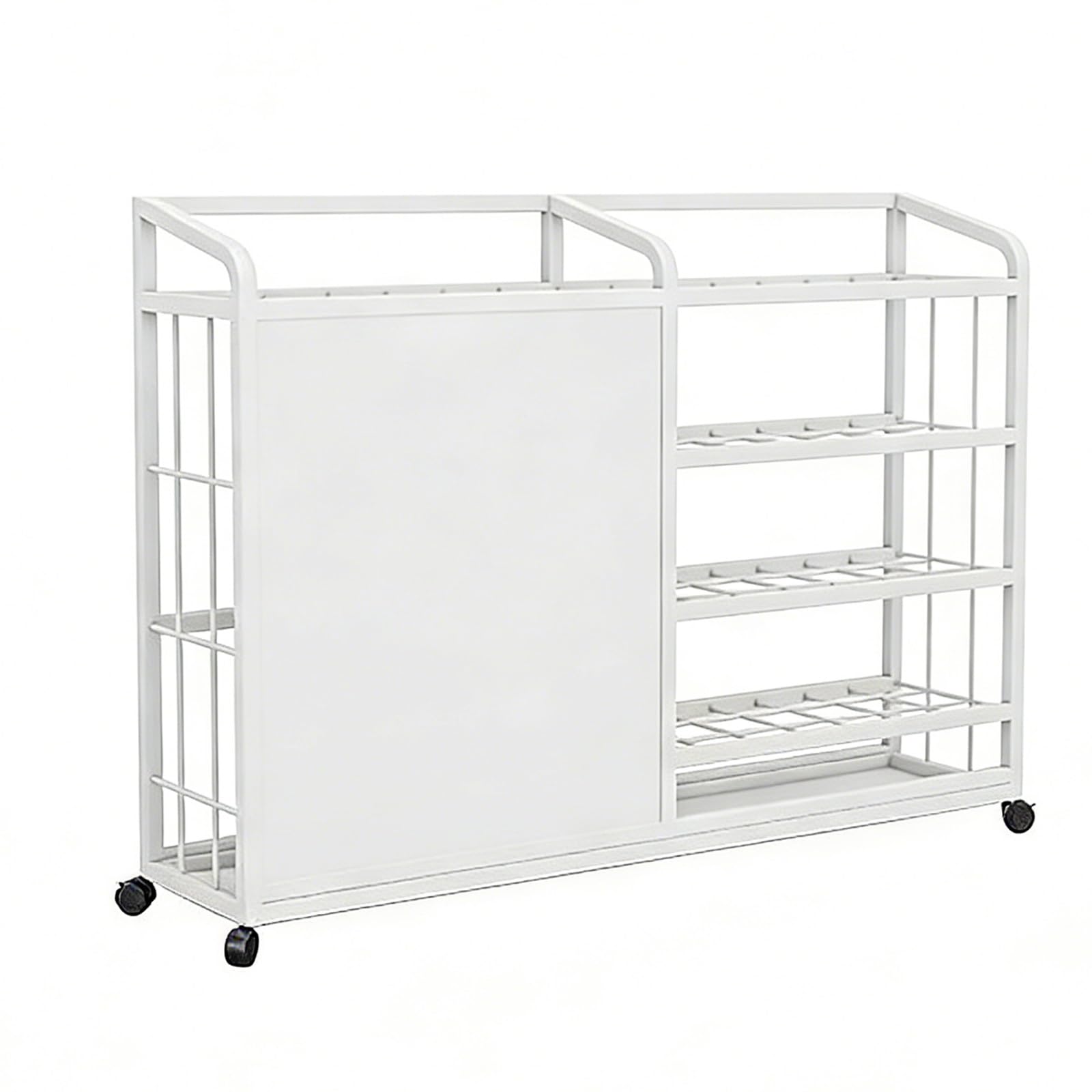 WXPGFEQ Rolling Umbrella Holder for Entryway, Metal Umbrella Stand Shelf with Wheels, Commercial, Entryway Umbrella Basket for Hotel Lobby, Office, Mall(White,100cm/39.4in)