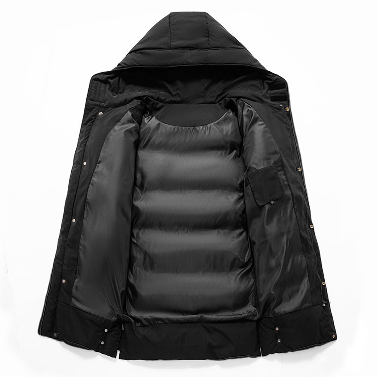 Piumino da uomo invernale lungo trapuntato con cappuccio caldo cappotto invernale parka piumino piumino piumino imbottito lungo foderato giacca invernale college giacca da aviatore tinta unita