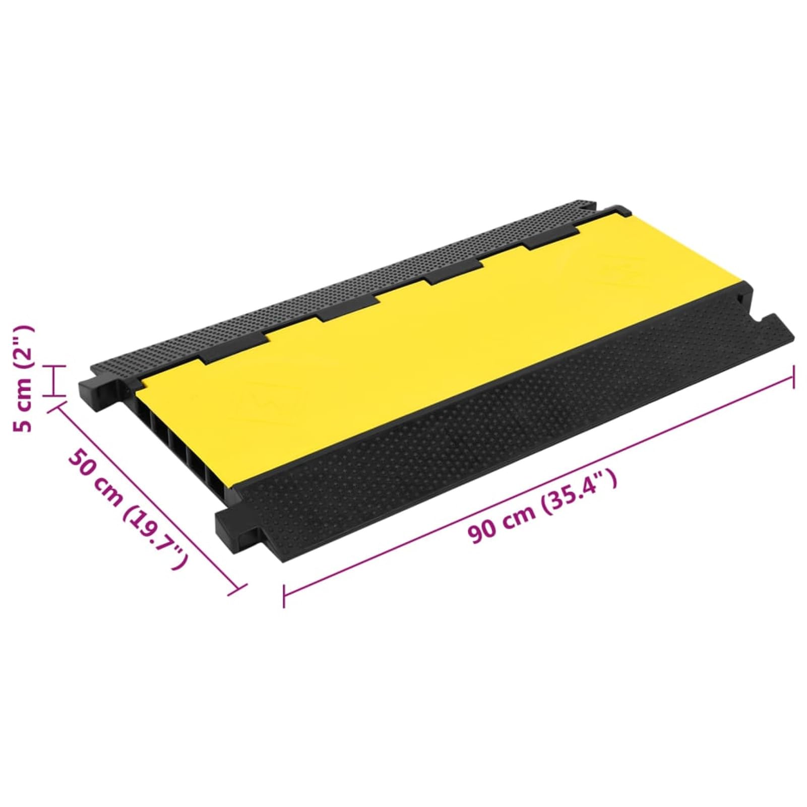 LAPOOH Rampa de protección de Cable 5 Canales 90 cm Goma, Pasacables Suelo, Canaleta Cables Suelo, Burlete Puerta Garaje, Canaletas para Cableado